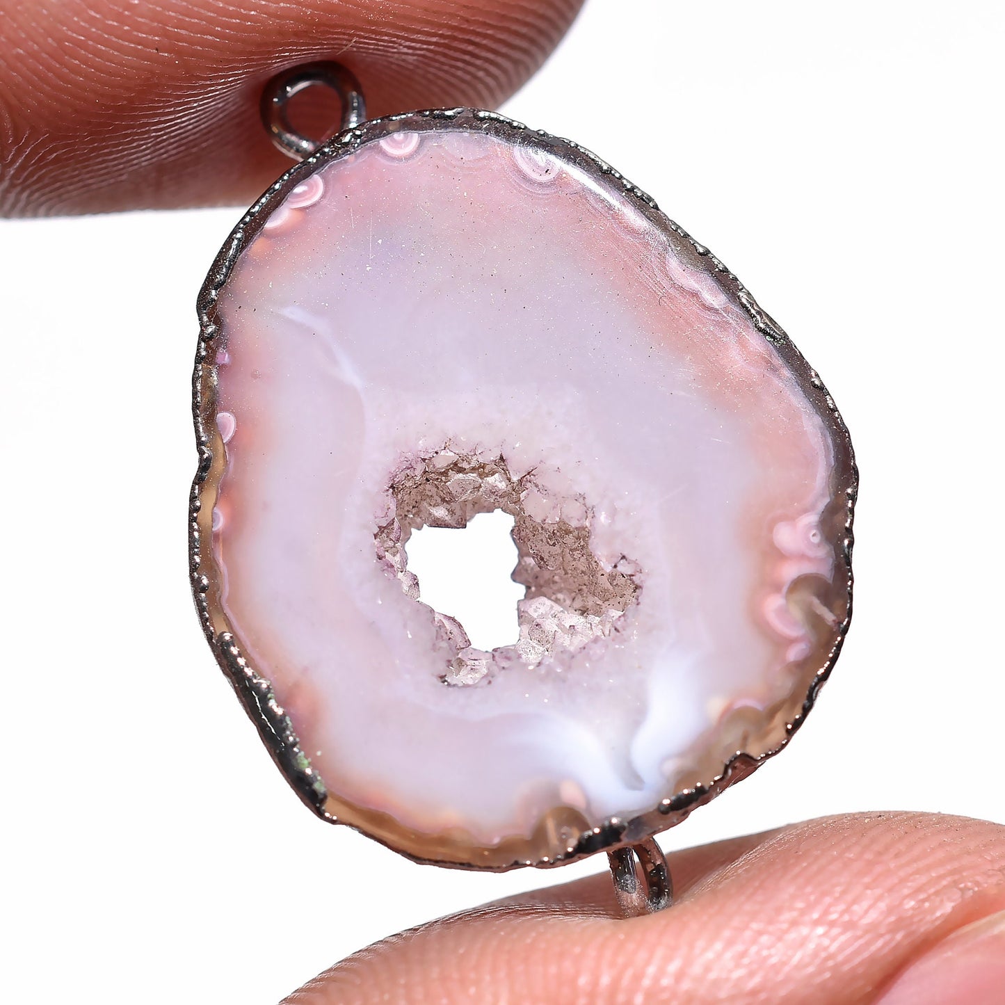 Window Druzy Agate Charm Connectors – Blue & Pink Fancy DIY Pendants