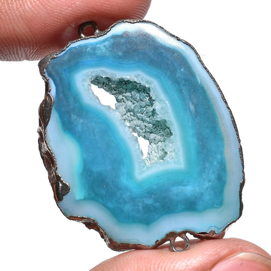 Window Druzy Agate Charm Connectors – Blue & Pink Fancy DIY Pendants