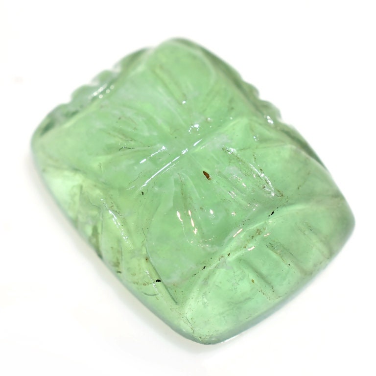 Fluorite Carving Cabochon – Green Fluorite Carved Loose Gemstone for Rings & Pendants