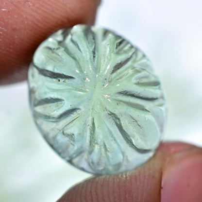 Unique Fluorite Carved Gemstone – Hand Carved Green Oval Fluorite Cabochon for Rings