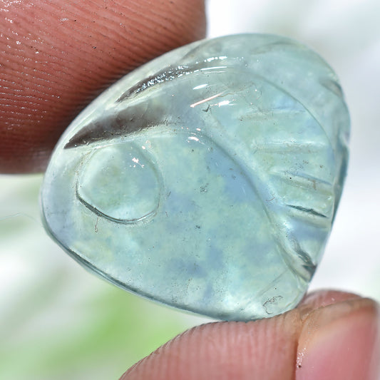 Wonderful Green Fluorite Gemstone - Leaf Carved Pear Shape Cabochons | Smooth Loose Crystals for Jewelry Making