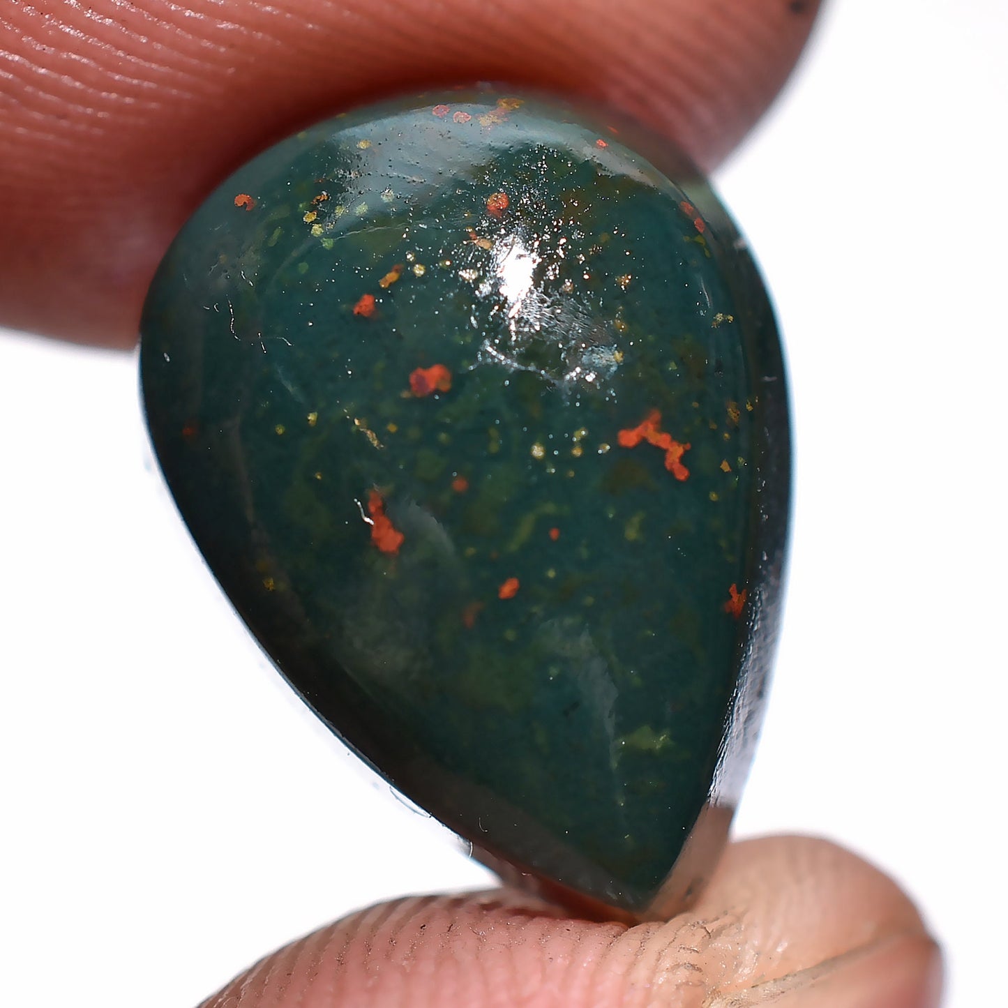 Healing Bloodstone Cabochon – Natural Green & Red Oval-Pear Shaped Gemstone for Rings & Pendants