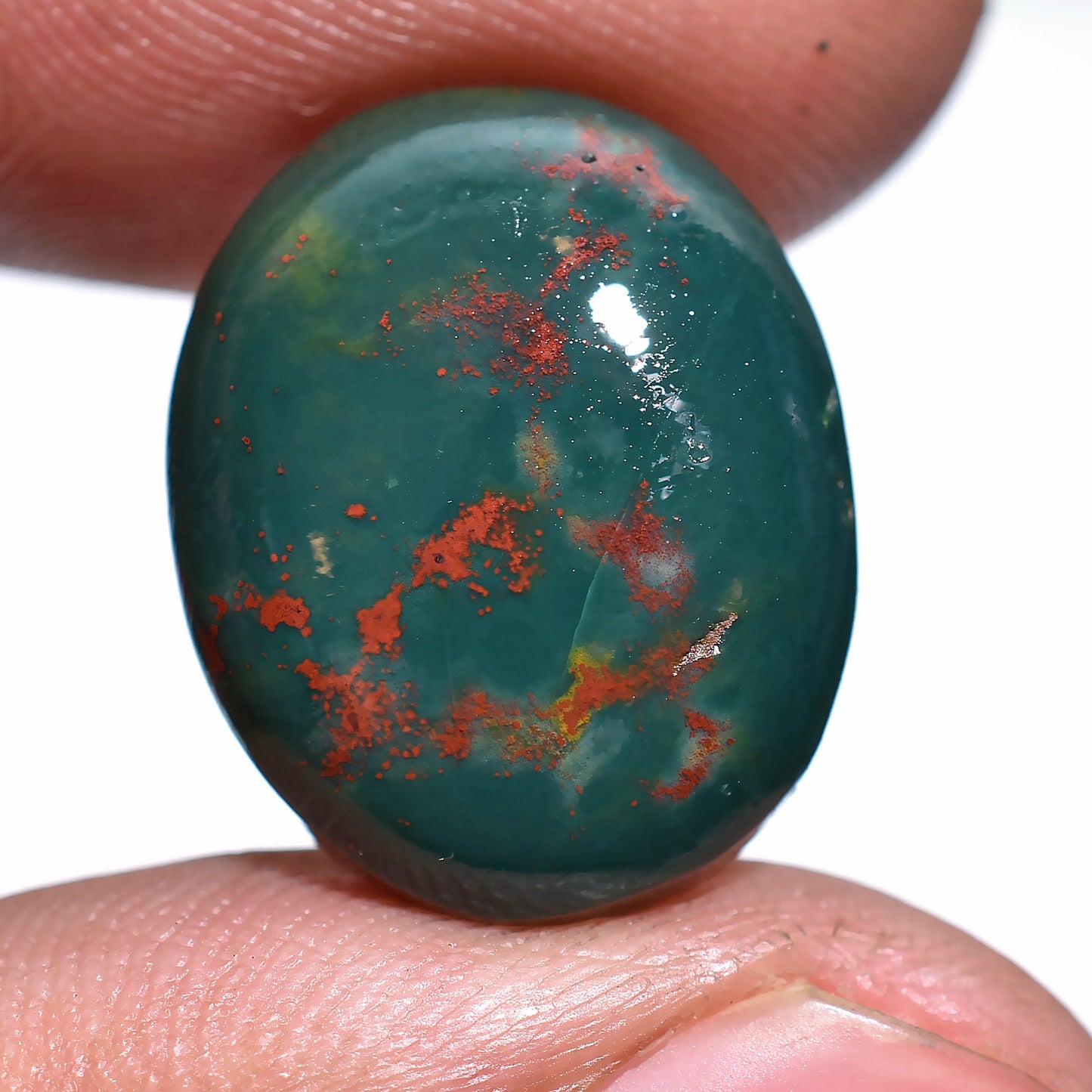 Healing Bloodstone Cabochon – Natural Green & Red Oval-Pear Shaped Gemstone for Rings & Pendants