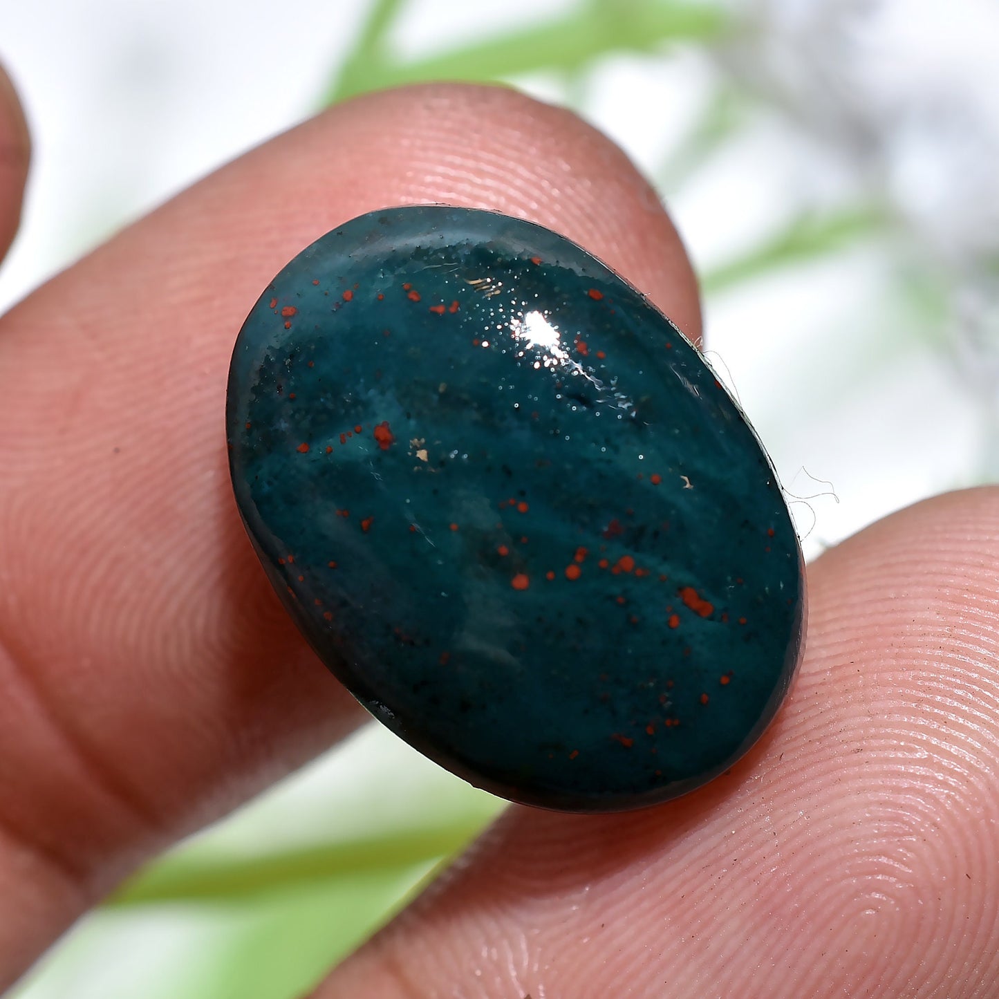 Green Oval Bloodstone Cabochon – Healing Crystal for Custom Jewelry Creation