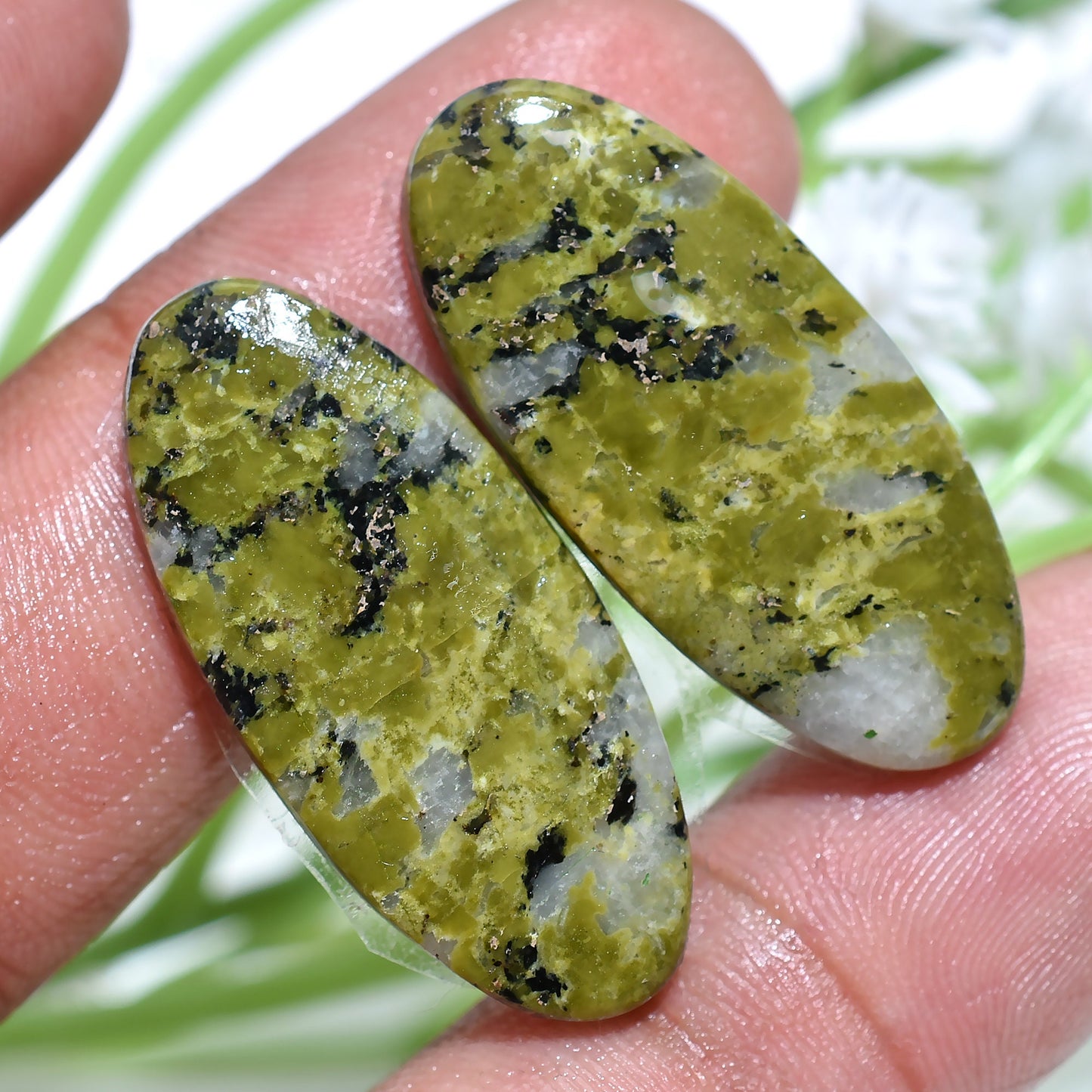 Unakite Gemstone Earring Pair - Natural Green Unakite Mix Shaped Loose Pair for Custom Jewelry