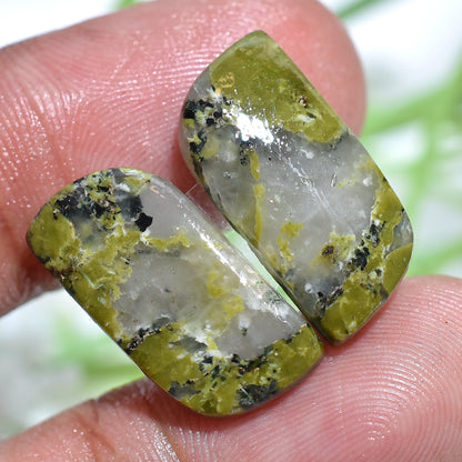 Unakite Gemstone Earring Pair - Natural Green Unakite Mix Shaped Loose Pair for Custom Jewelry