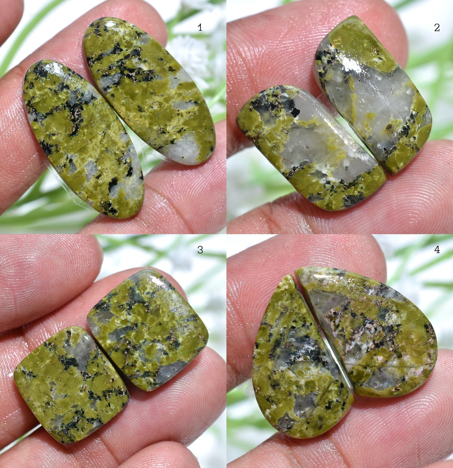 Unakite Gemstone Earring Pair - Natural Green Unakite Mix Shaped Loose Pair for Custom Jewelry