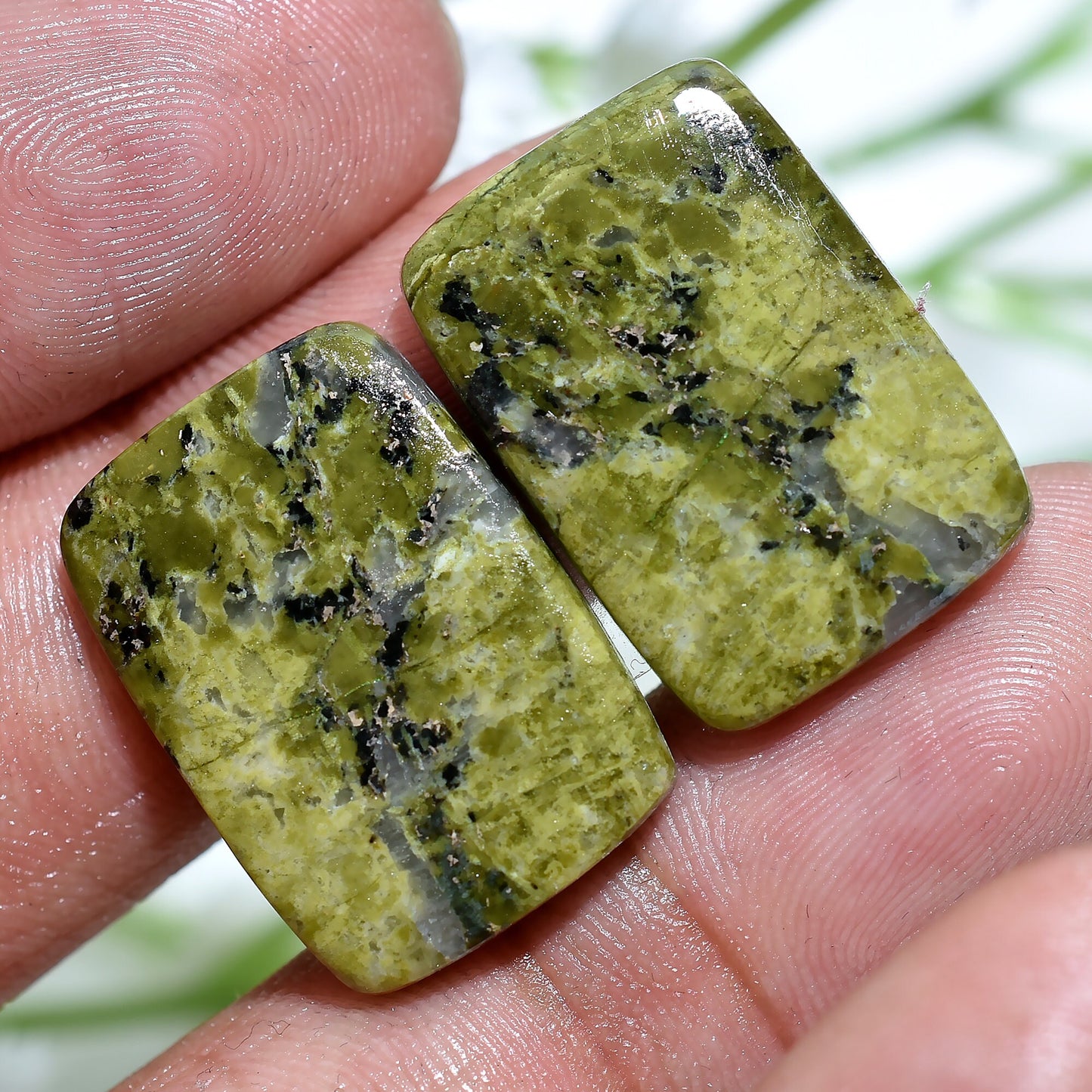 Top Grade Natural Unakite Jasper Stone - Rectangle & Square Shape Pair for Earrings