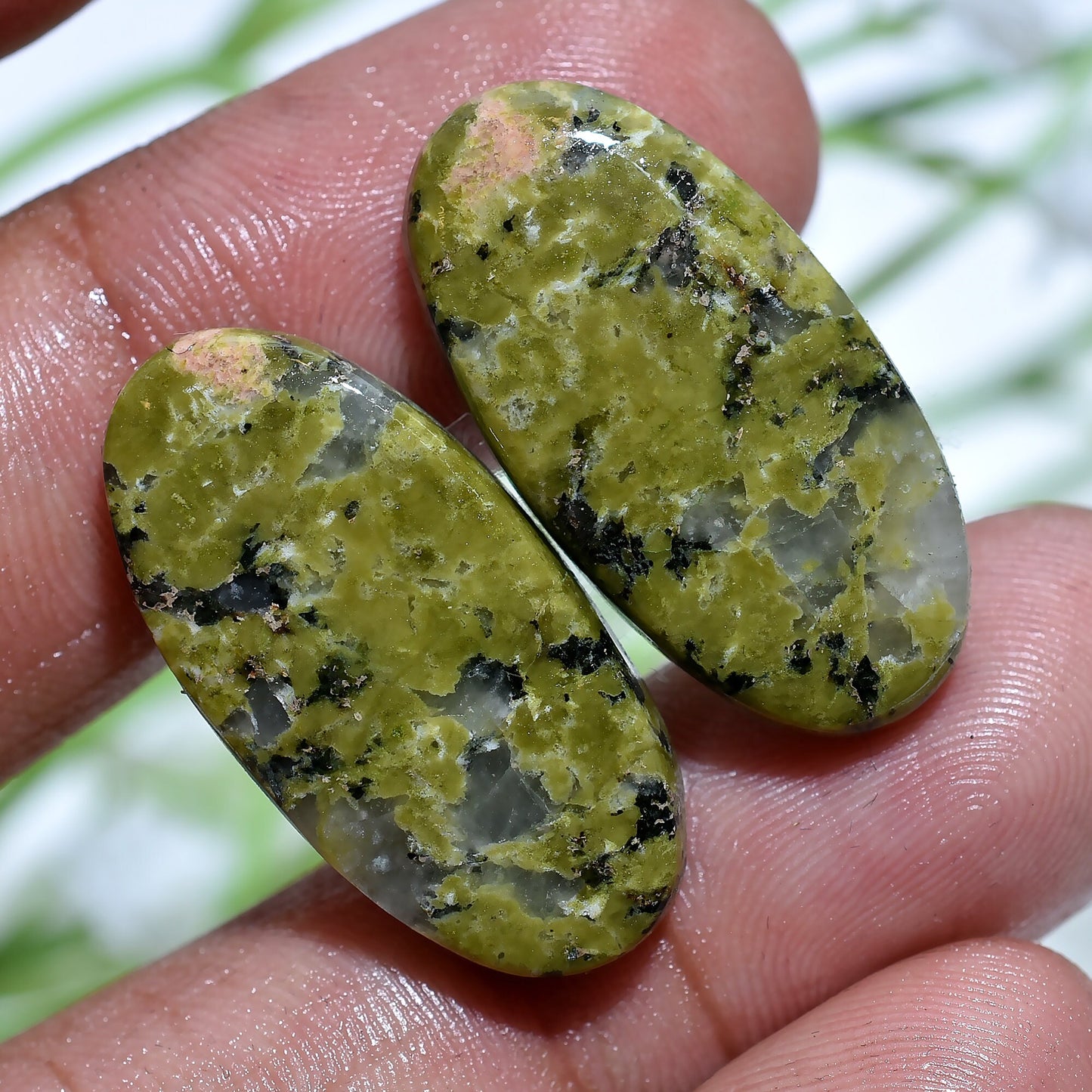 100% Natural Unakite Jasper Stone - Green Jasper Mix Shape Pair for Wholesale