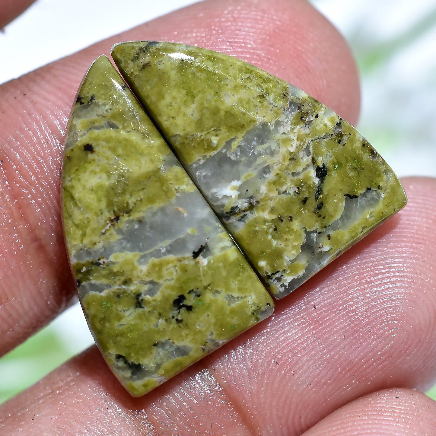 Top Quality Unakite Jasper Stone - Smooth Green Jasper Mix Shape Pair for Earrings