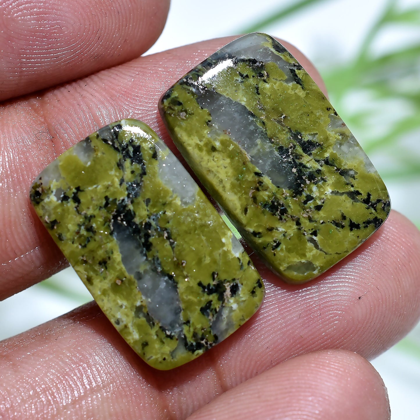 Top Quality Unakite Jasper Stone - Smooth Green Jasper Mix Shape Pair for Earrings