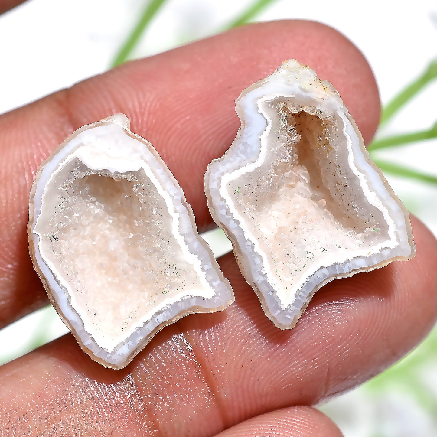 White Solar Quartz Druzy Pair - Natural Window Druzy for Creative Earring Making