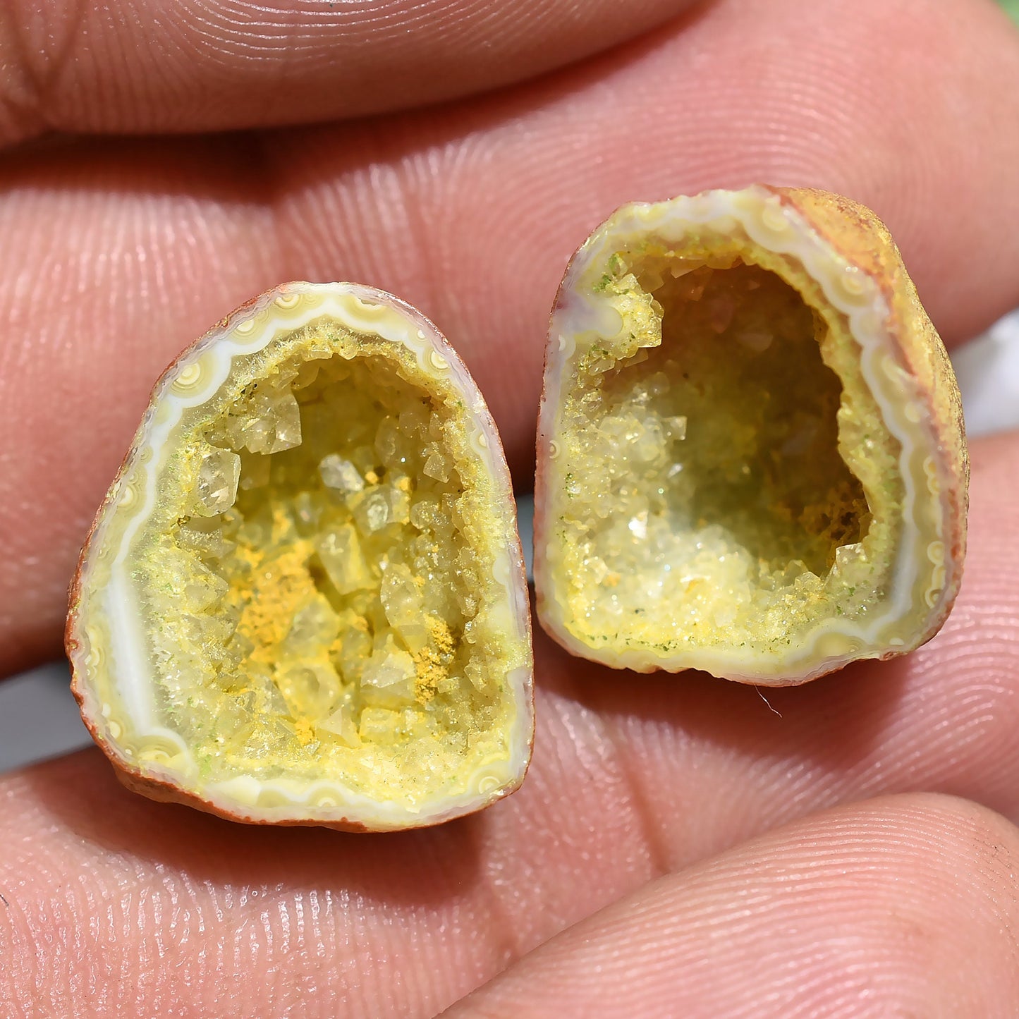 Yellow Agate Druzy Gemstone Set - Glistening Geode Pairs for Earrings