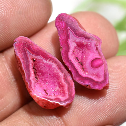 Pink Agate Druzy Earring Pair - Natural Solar Quartz Gemstones