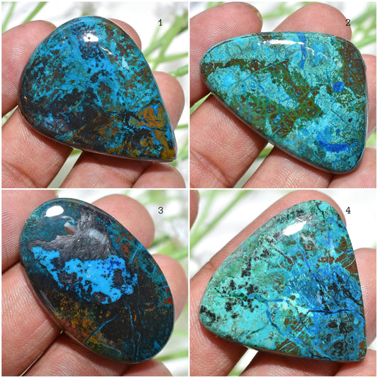 Natural Shattuckite Cabochon - Polished Shattuckite Azurite Loose Gemstone, Smooth, Designer Mixed Shapes, Perfect for Pendant Making