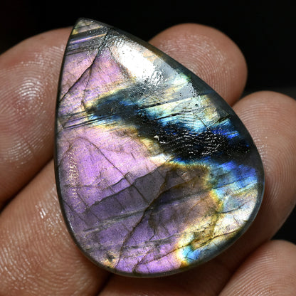 Flashy Blue Purple Labradorite Cabochon – Pear Gemstone for Wire Wrapping Jewelry