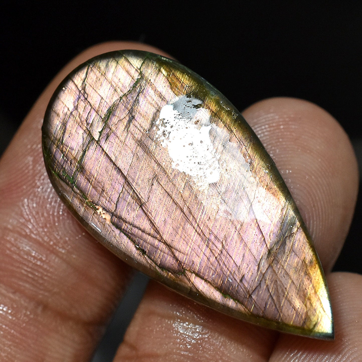 Flashy Blue Purple Labradorite Cabochon – Pear Gemstone for Wire Wrapping Jewelry