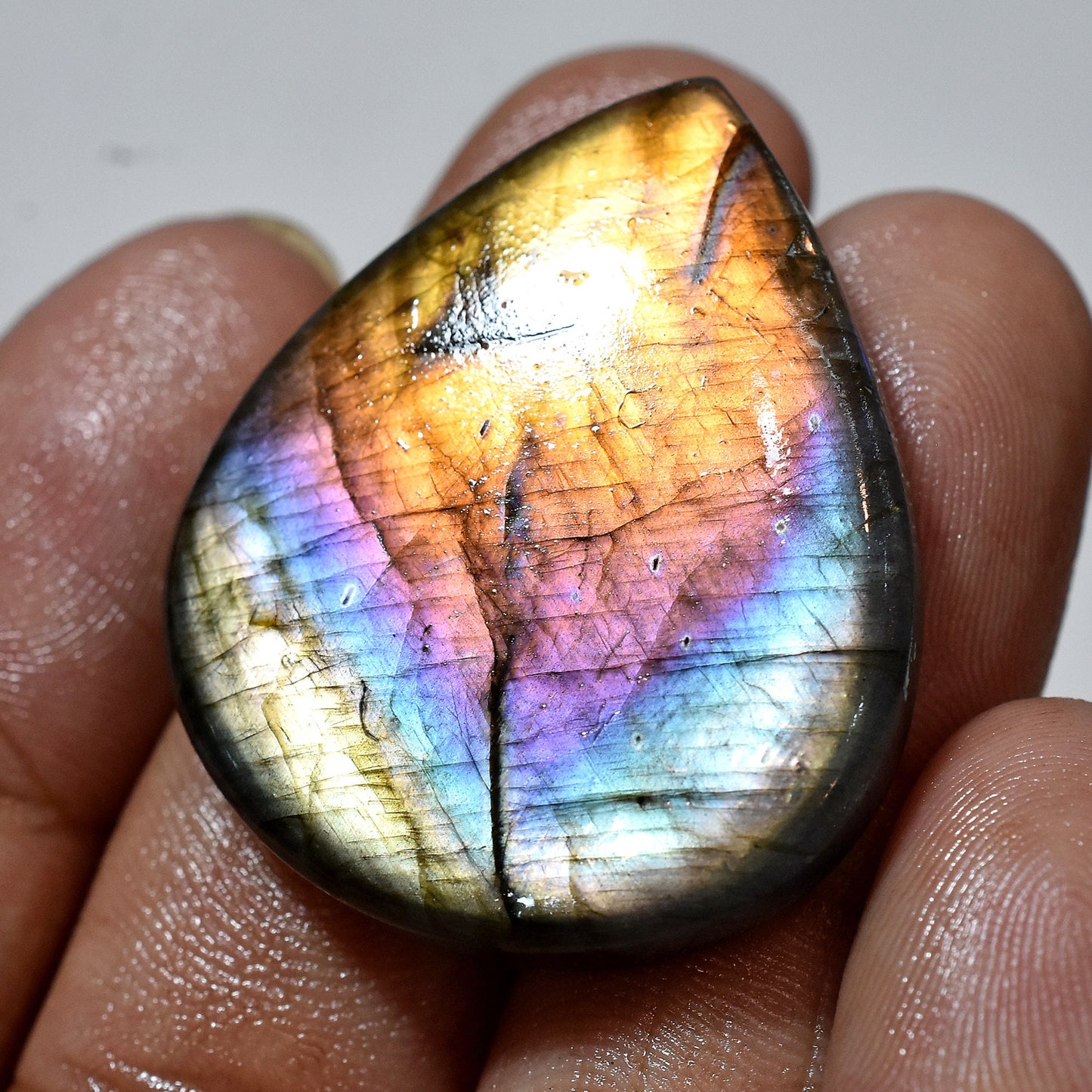 Labradorite Healing Crystal - Rainbow Labradorite Stone, Purple Labradorite Cabochon for Jewelry Pendants