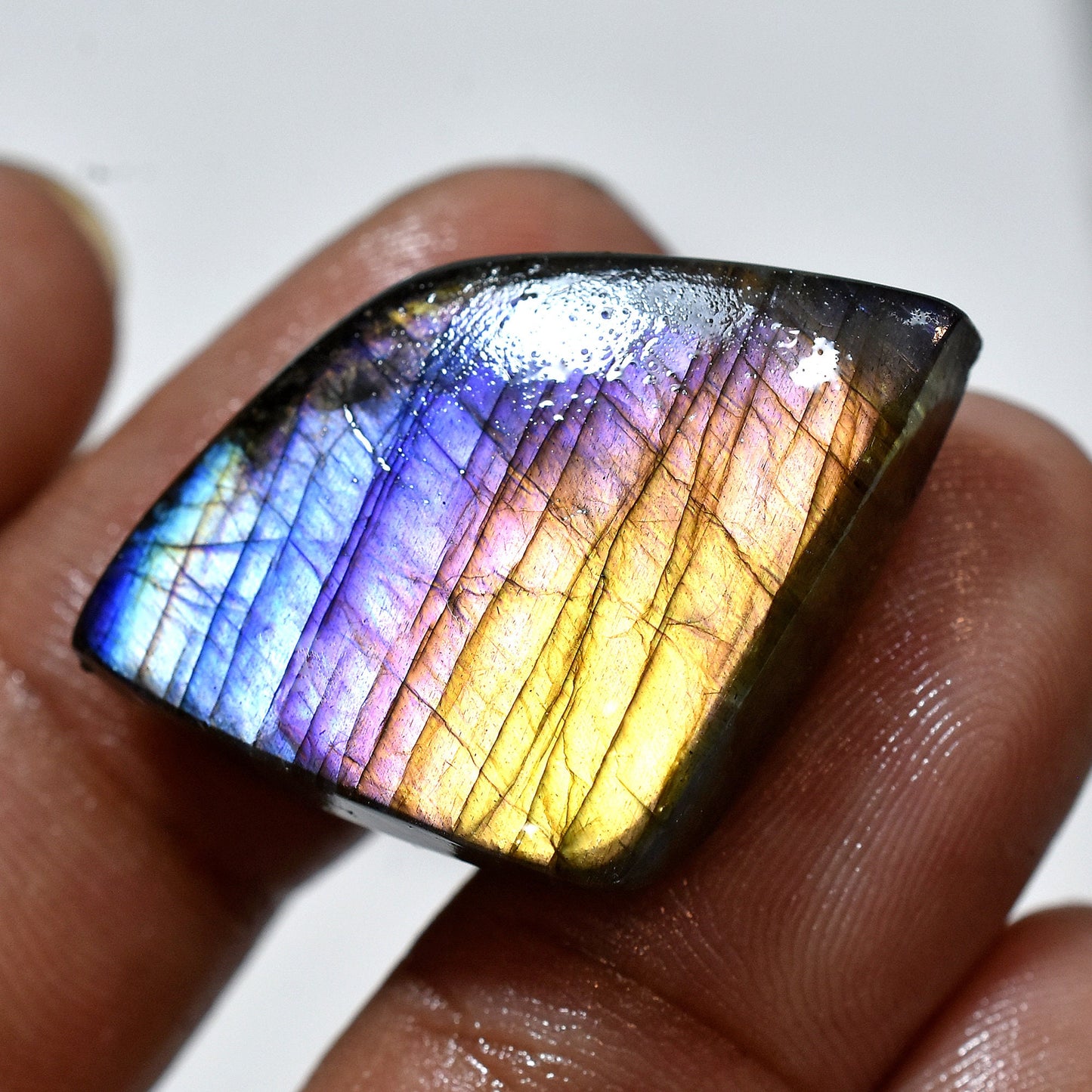 Labradorite Healing Crystal - Rainbow Labradorite Stone, Purple Labradorite Cabochon for Jewelry Pendants