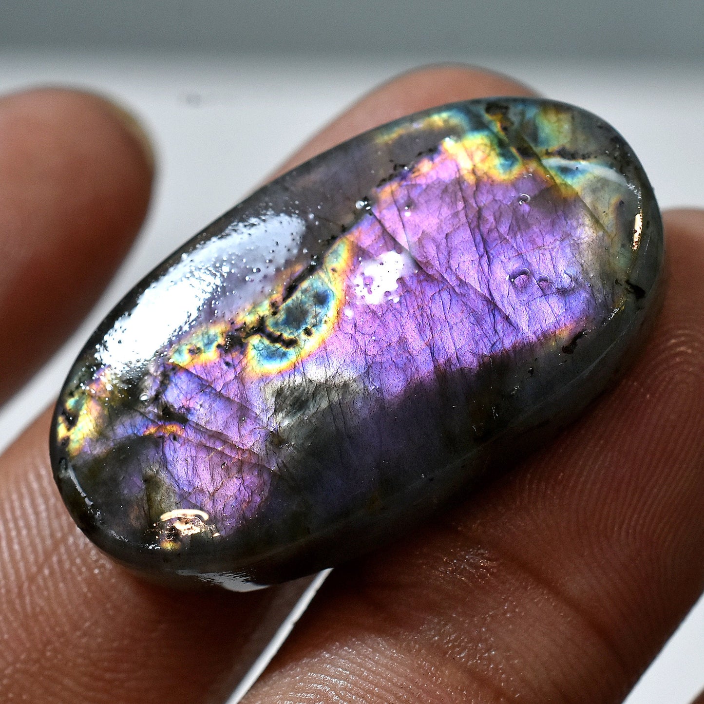 Natural Multifire Labradorite Gemstone Cabochon – Rare Purple Labradorite for Jewelry Making, Perfect Gift for Her