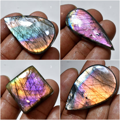 Multifire Labradorite Gemstone Cabochon – Pear Purple Labradorite Stone for Wire Wrapping, Perfect Gift Gemstone