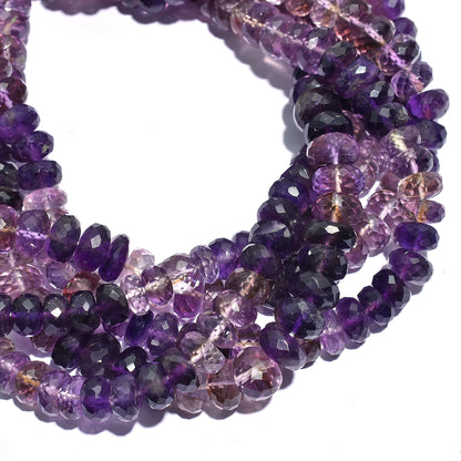 Natural African Amethyst Shaded Rondelle Faceted Beads – Authentic DIY Gemstone Strand