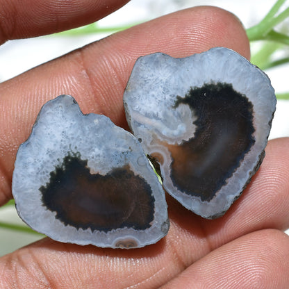 Black Solar Quartz Gemstone Pair – Loose Druzy Cabochons for Earrings & Wholesale Jewelry Making