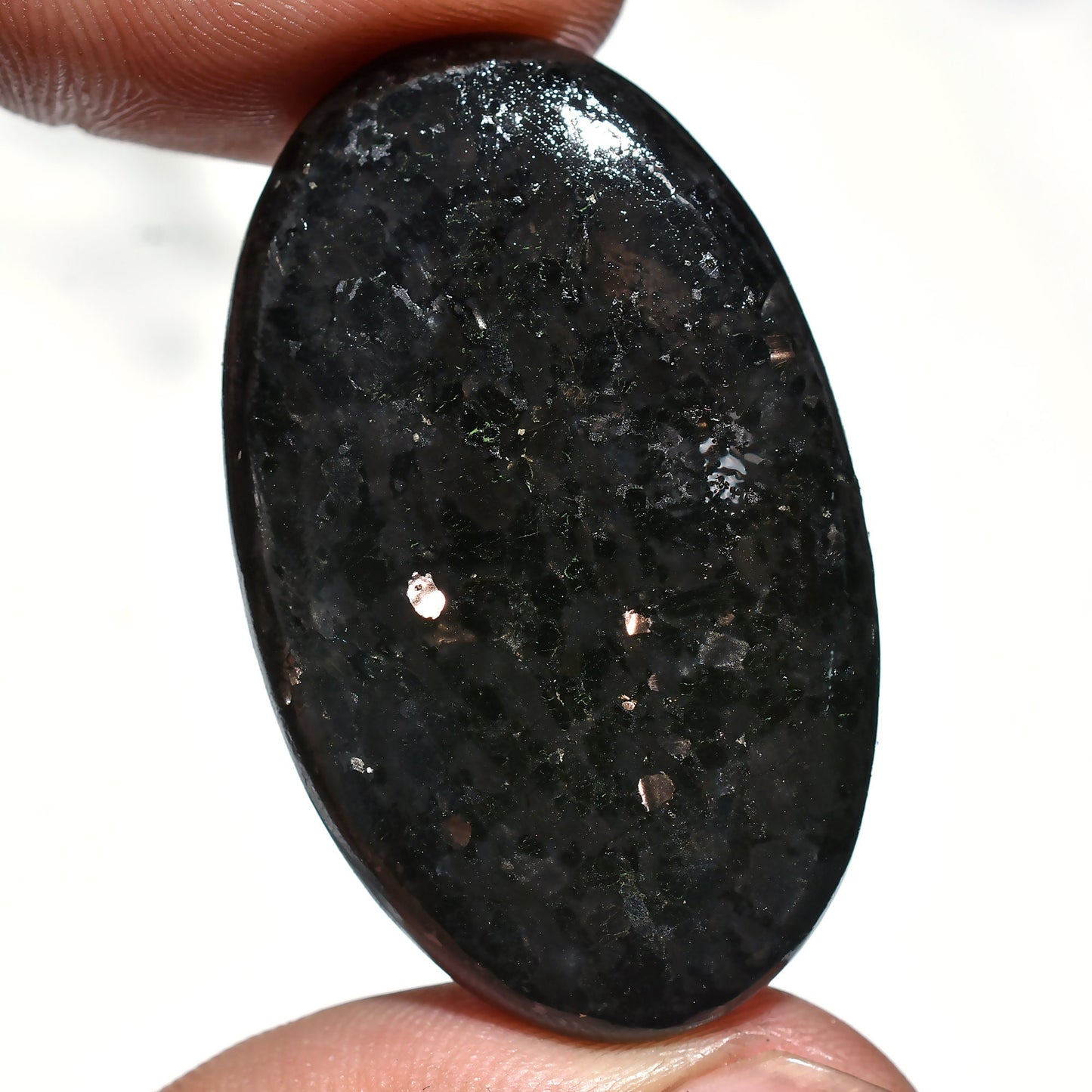 Shimmering Golden Nuummite – Polished Loose Black Oval Cabochon for Wholesale