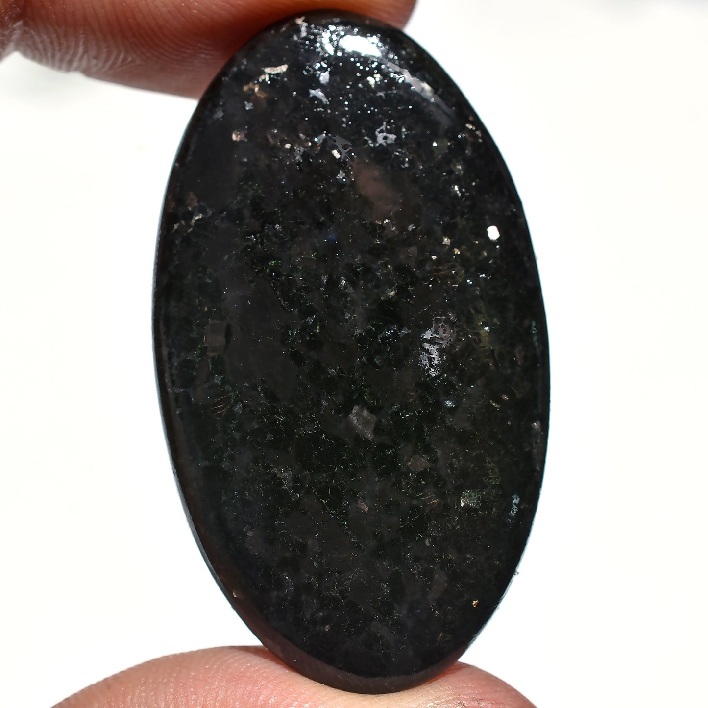 Natural Black Nuummite Crystal – Energy Stone Cabochon for Pendants & Jewelry