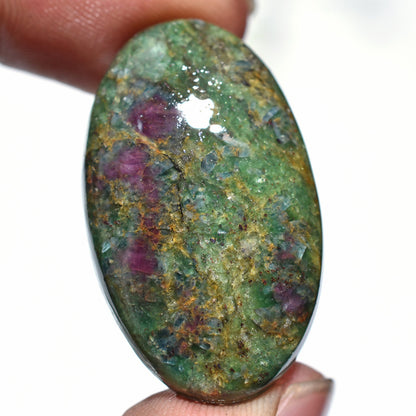 Elegant Ruby Fuchsite Cabochon – Oval Loose Ruby Gemstone for Jewelry Making