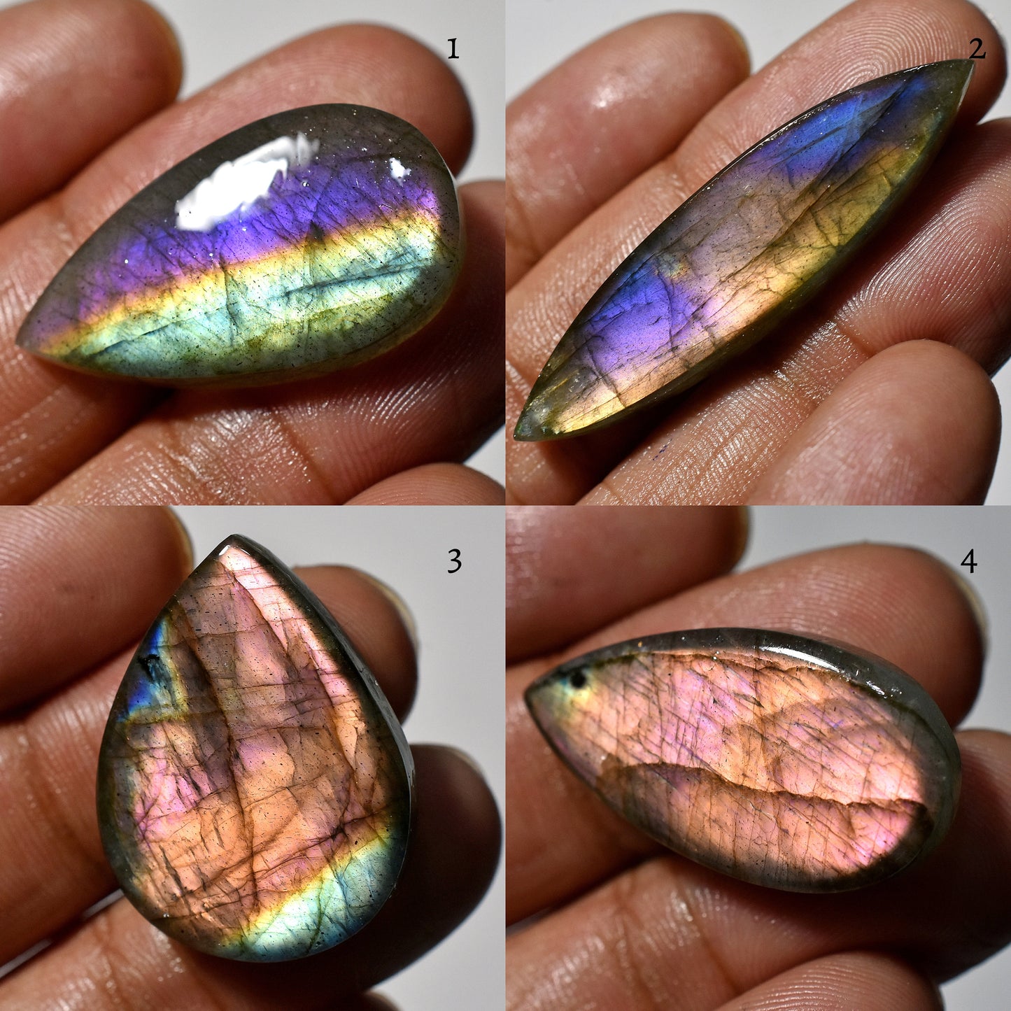 Rare Purple Fire Labradorite Cabochon | Mixed Shape Labradorite Gemstone for Pendant Making