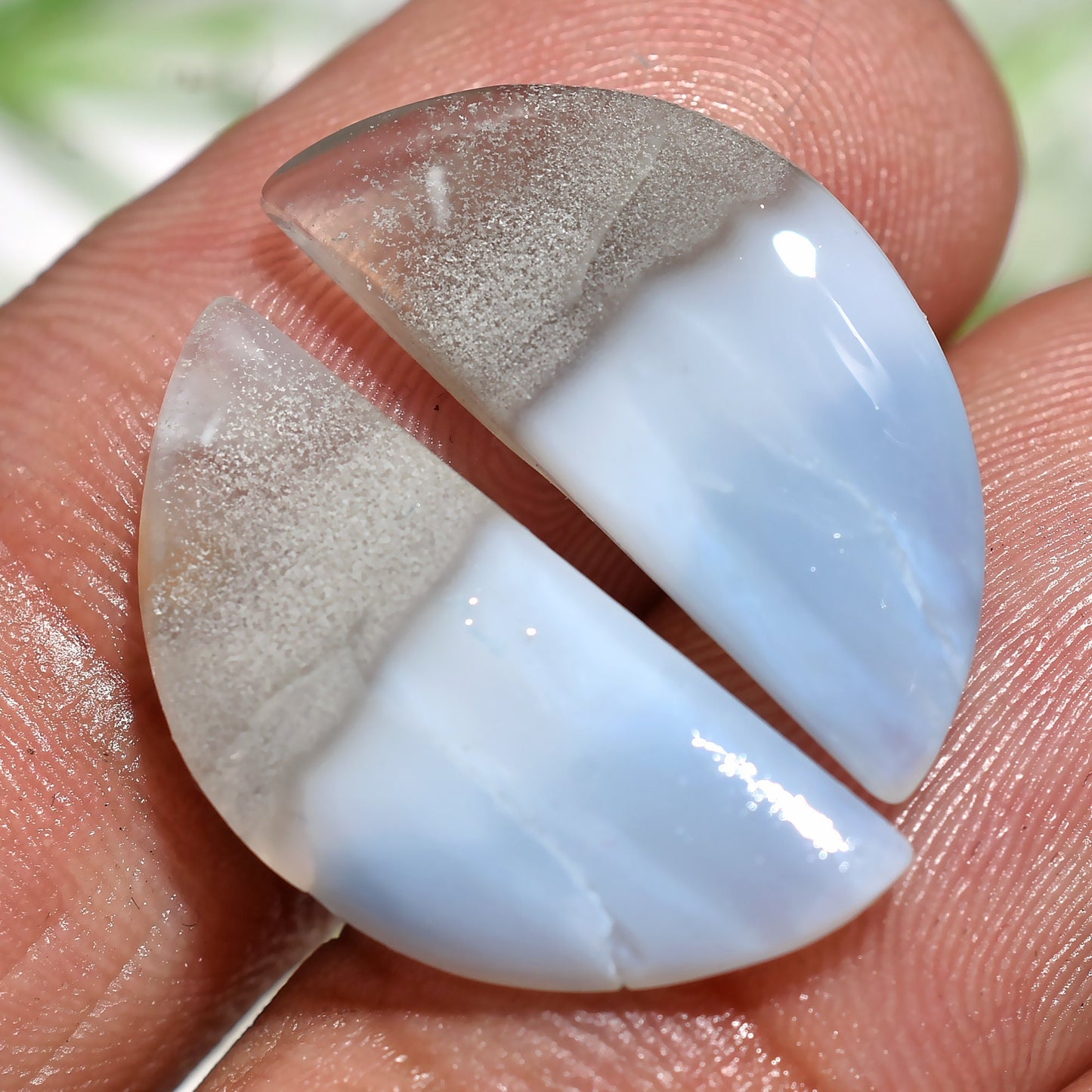 Stunning Half Moon Blue Opal Pair - Perfect for Earring Jewelry