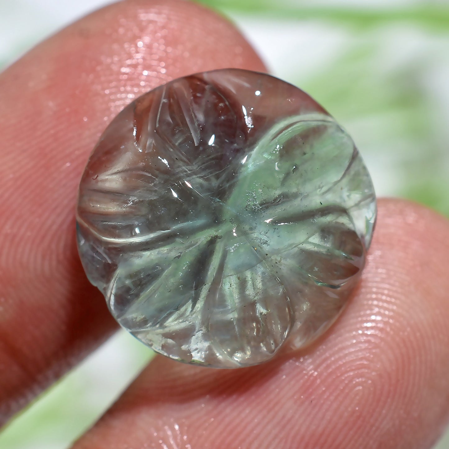 Carved Green Fluorite Round Healing Gemstone for Pendants