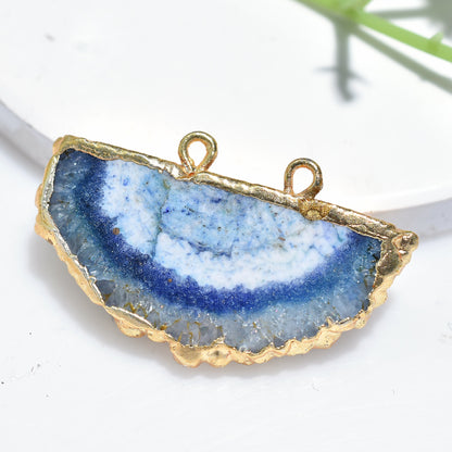 Solar Quartz Slice Pendant - Gold Electroplated Fancy Charms