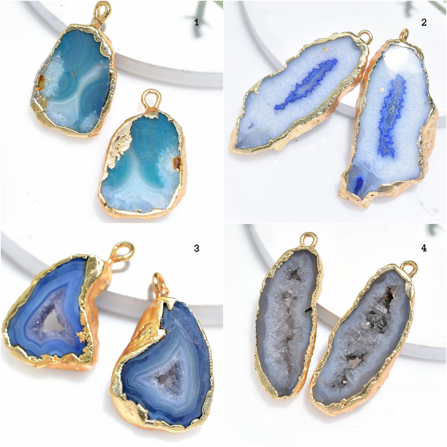 Window Druzy Matching Pair - Gold Plated Geode Earrings Pair for DIY Jewelry Making