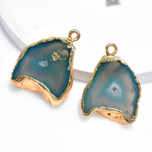 Fancy Solar Quartz Slice Pair – Gold Electroplated Druzy Earring Pair for Women | DIY Jewelry Earrings