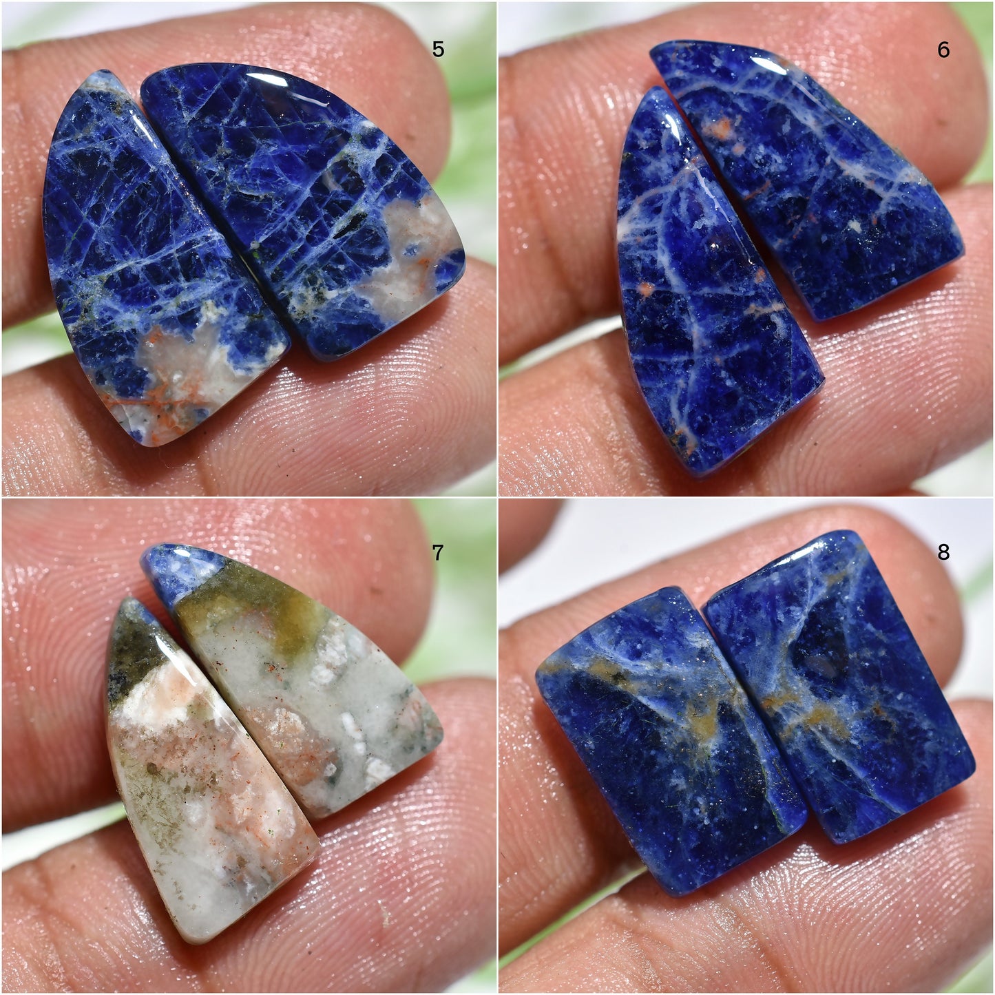 Blue Teardrop Sodalite Cabochon Pair - Fancy Matched Rectangle Loose Stones for Earrings