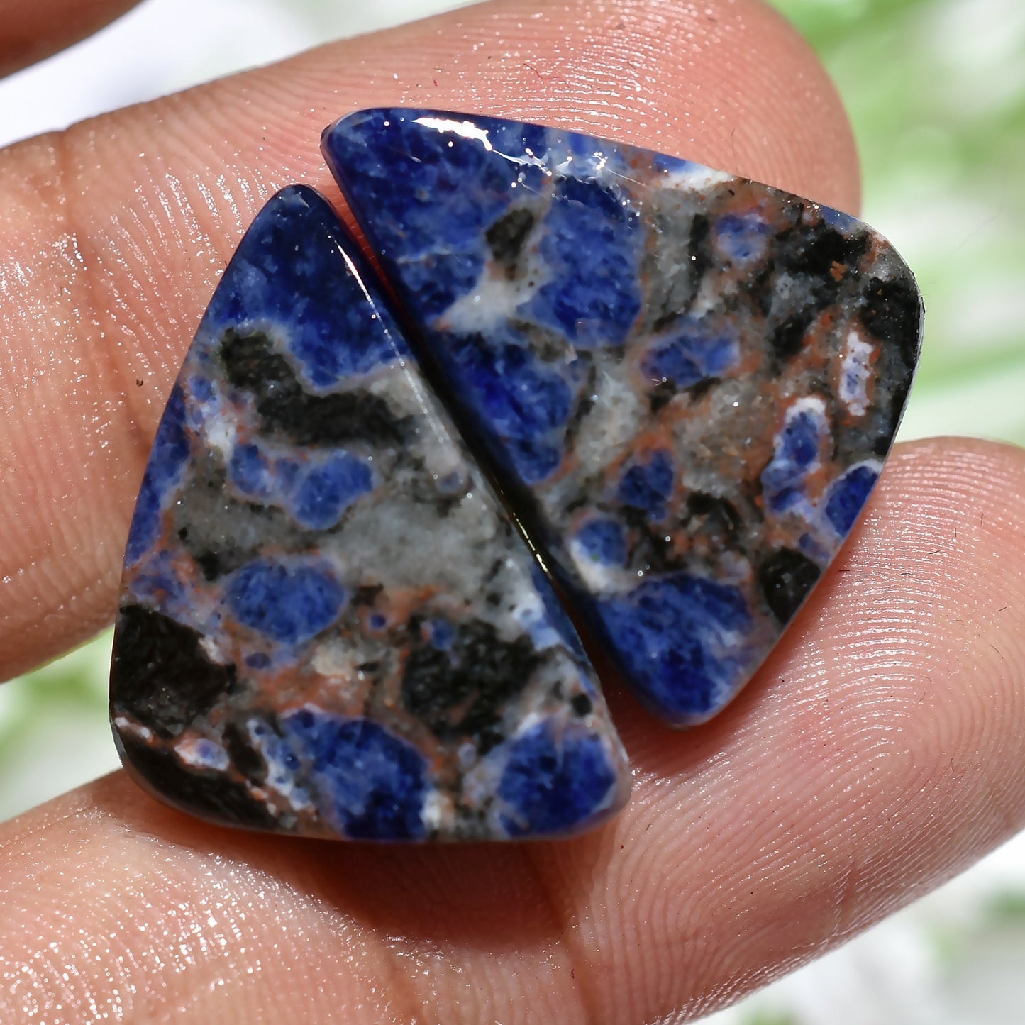 100% Natural Fancy Sodalite Gemstone Pair - Square & Oval Matched Pairs for Earrings