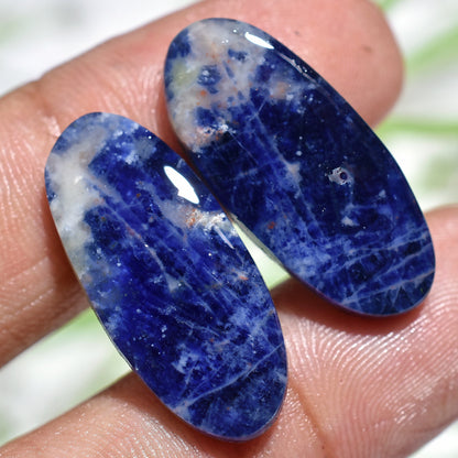 100% Natural Fancy Sodalite Gemstone Pair - Square & Oval Matched Pairs for Earrings