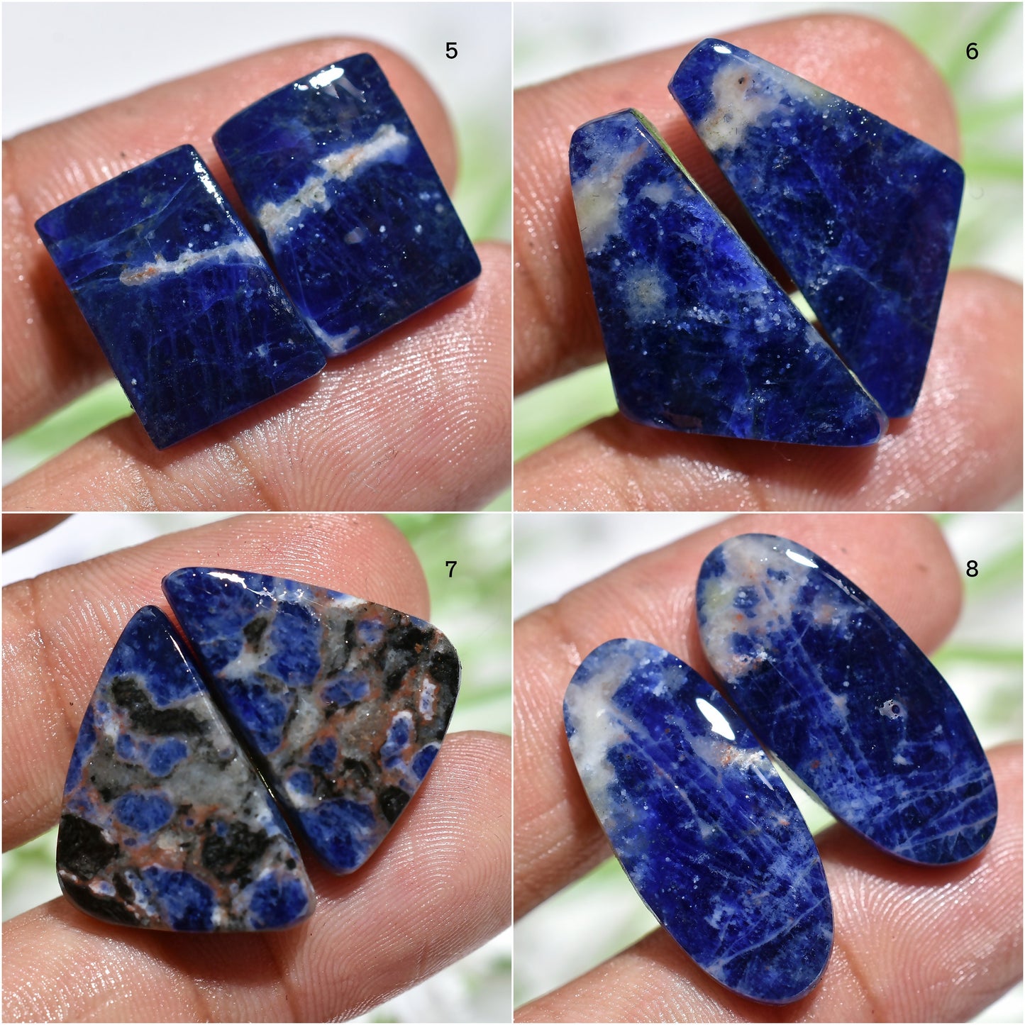 100% Natural Fancy Sodalite Gemstone Pair - Square & Oval Matched Pairs for Earrings