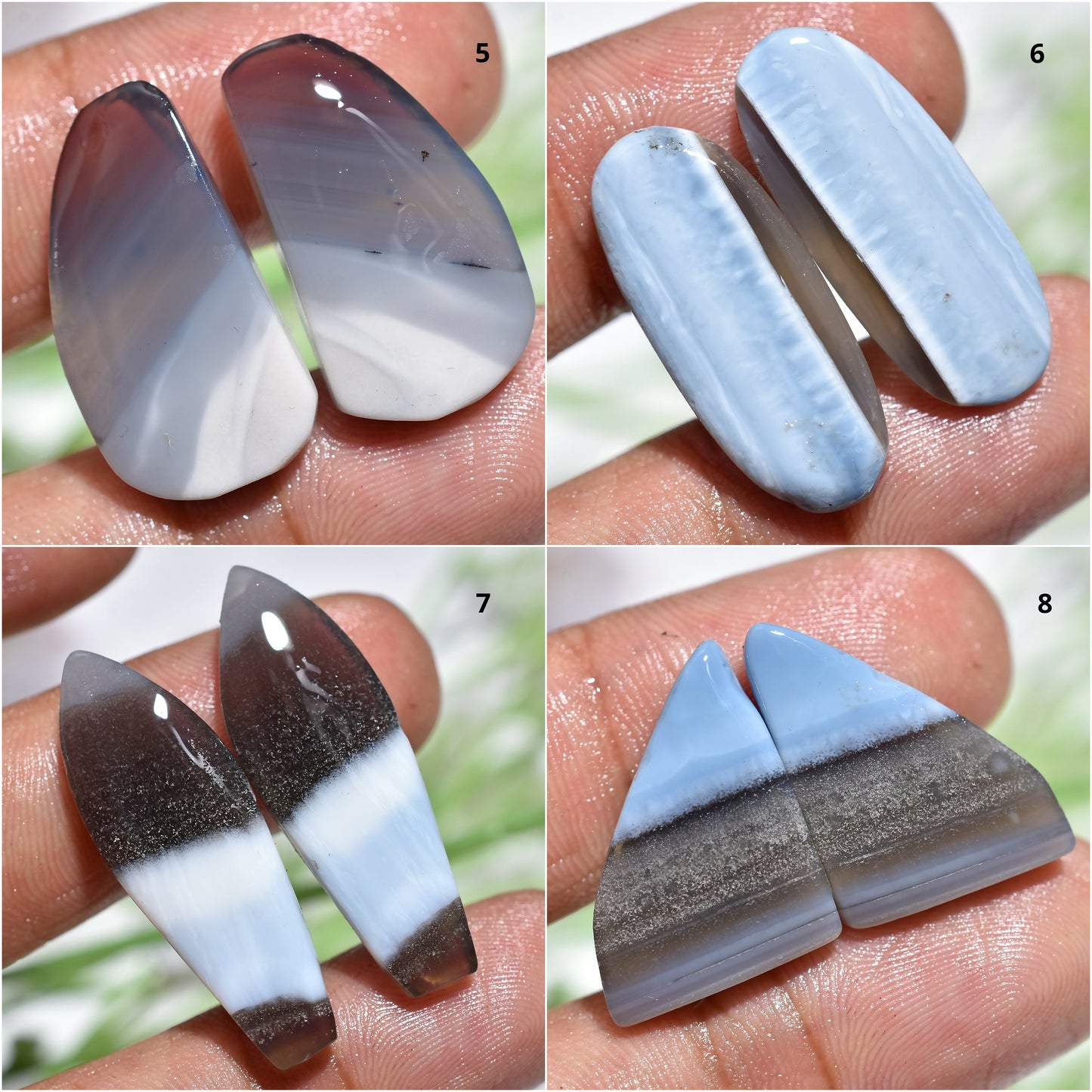 Unique Blue Opal Pair, Mix Opal Cabochon Pair, Opal Gemstone Pair, Owyhee Loose Gemstone, Blue Opal Cabochon Pair For Earring Jewelry Making