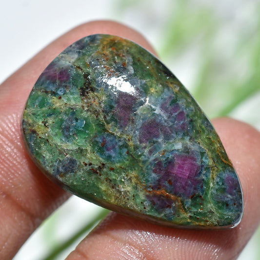 Natural Ruby Fuchsite Cabochon Stone - Green Pink Ruby Stones, Healing Crystals Gemstones, Ruby Flat Back Gemstone For Jewelry Making