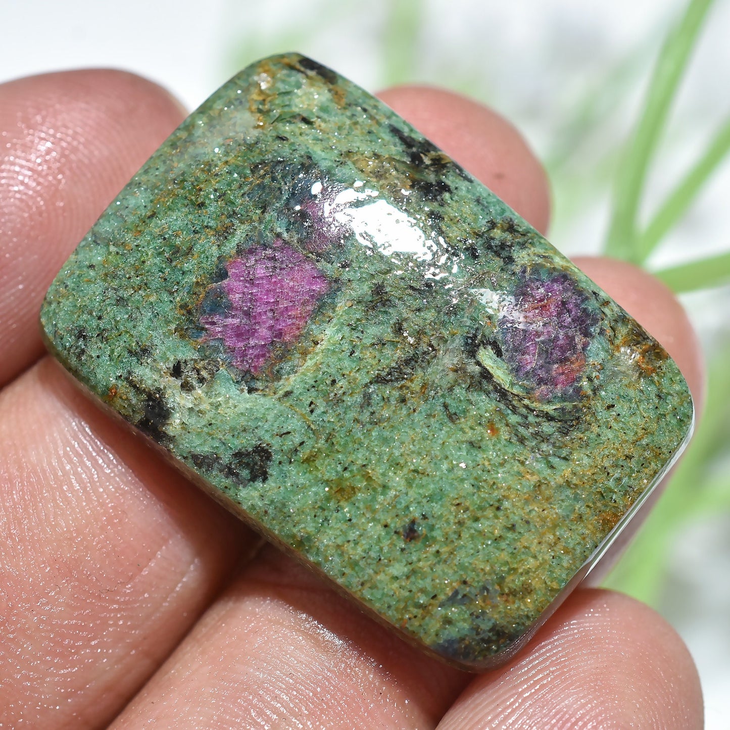 Natural Ruby Fuchsite Cabochon Stone - Green Pink Ruby Stones, Healing Crystals Gemstones, Ruby Flat Back Gemstone For Jewelry Making