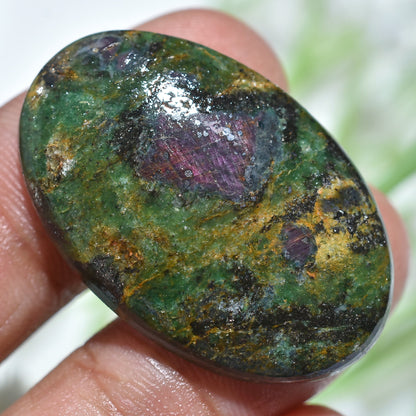 Ruby Fuchsite Gemstone - Oval Smooth Ruby Loose Stone for Pendant Making