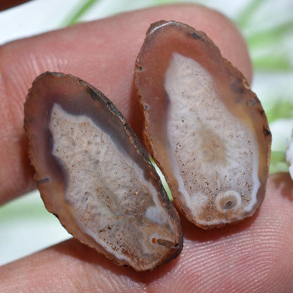 Brown Druzy Geode Agate Pair - Fancy Shape Window Druzy Earring Pair, Designer Agate Slice Stone Pair, Women's Earrings DIY Jewelry Making