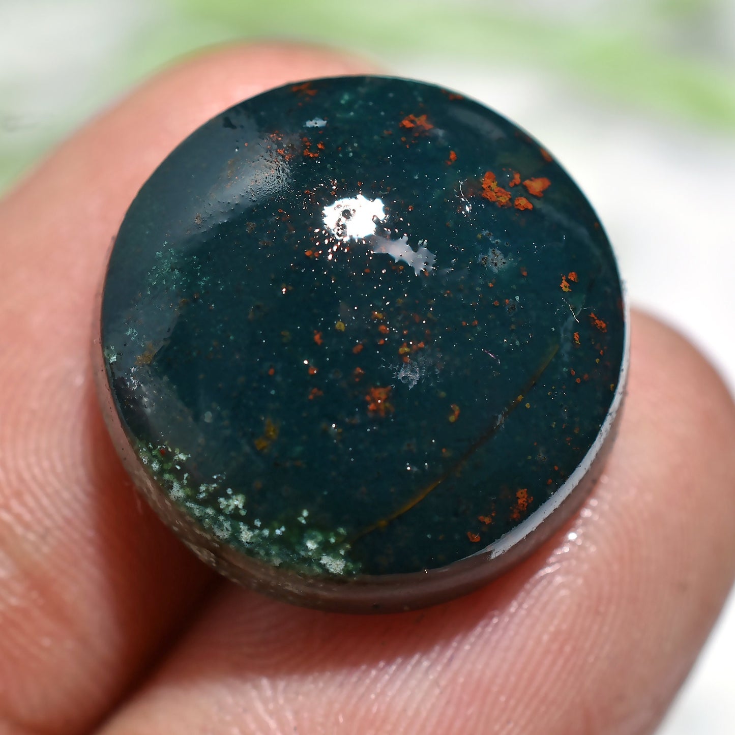 Natural Green Red Bloodstone Cabochon – Round Loose Gemstone for Rings & Pendants