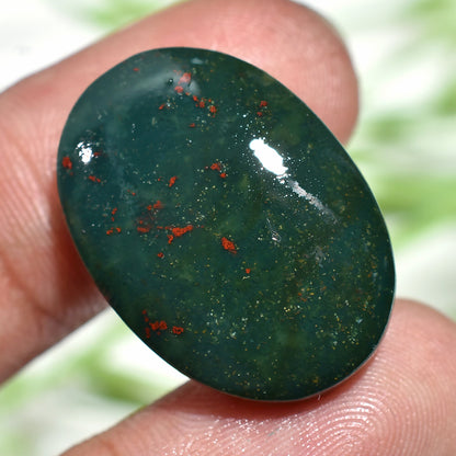 Natural Blood stone Loose Gemstone - Small Green Red Cabochon for Jewelry Rings & Pendants