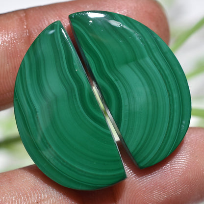 Best Quality Malachite Pear Gemstone Matching Pair - Oval Green Malachite Stones