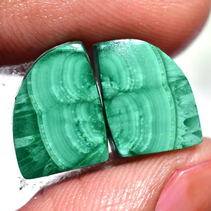 100% Natural Malachite Cabochon Pairs - Matched Green Gemstone Set for Earrings