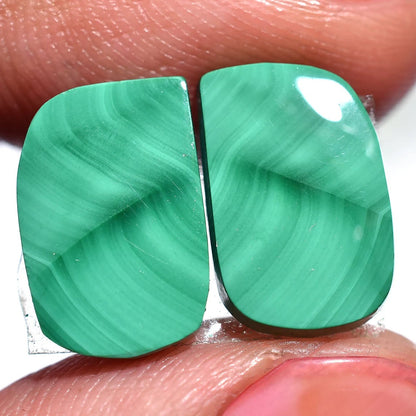 100% Natural Malachite Cabochon Pairs - Matched Green Gemstone Set for Earrings